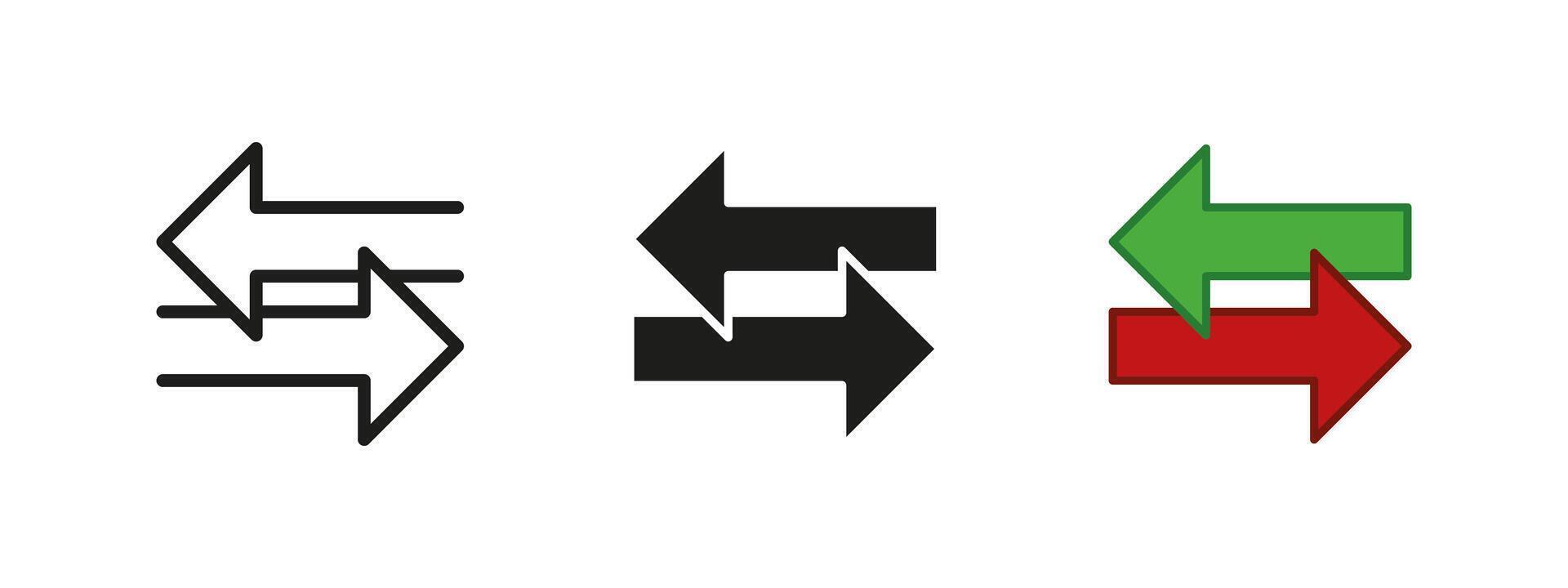 Exchange icon. Transfer arrow illustration. Money trading symbol. Change, switch and swap sign. Double direction reverse arrows pictogram. Money flow transaction. Income and expenses concept. vector