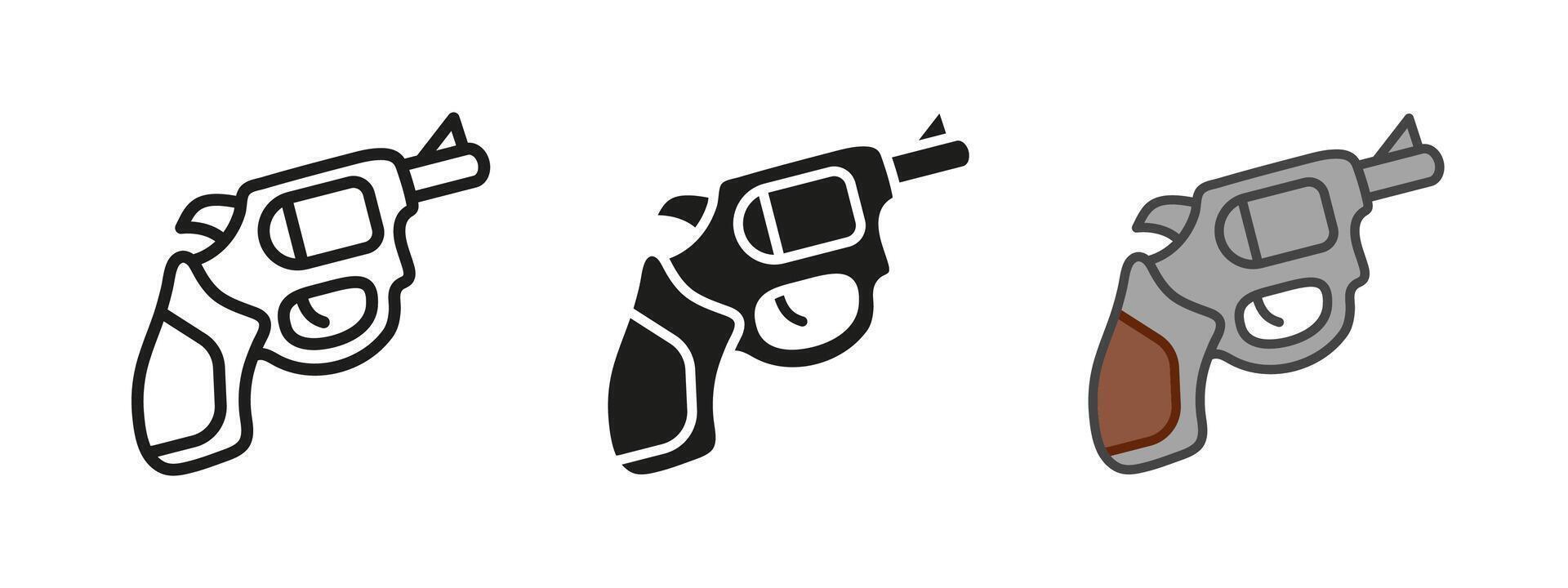 Revolver icon. Handgun illustration. Pocket pistol symbol. Firearm weapon sign. Small gun pictogram. Shot, kill and violence concept isolated. Shooter or killer ammunition silhouette. vector