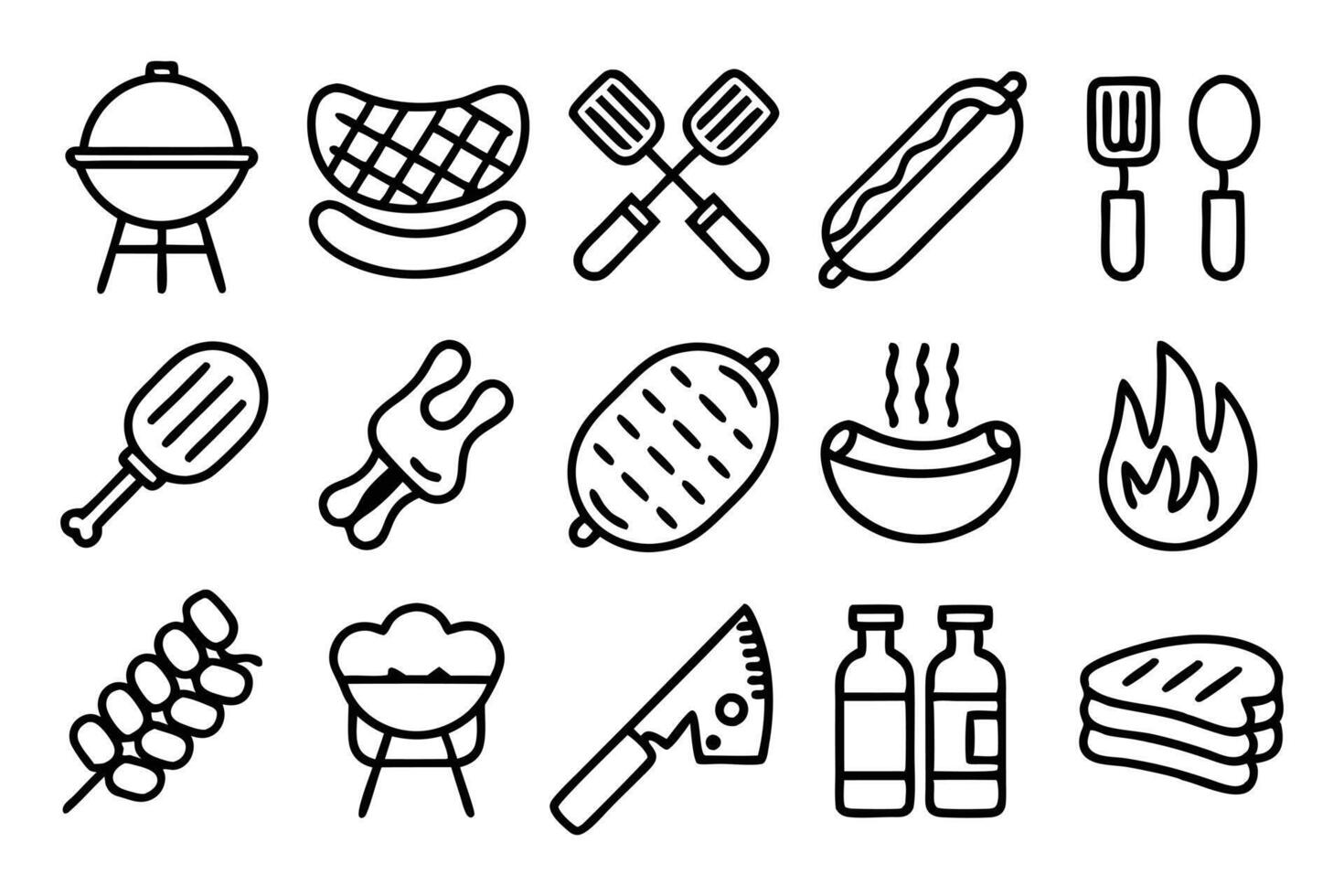 Grill Master Line Icons vector