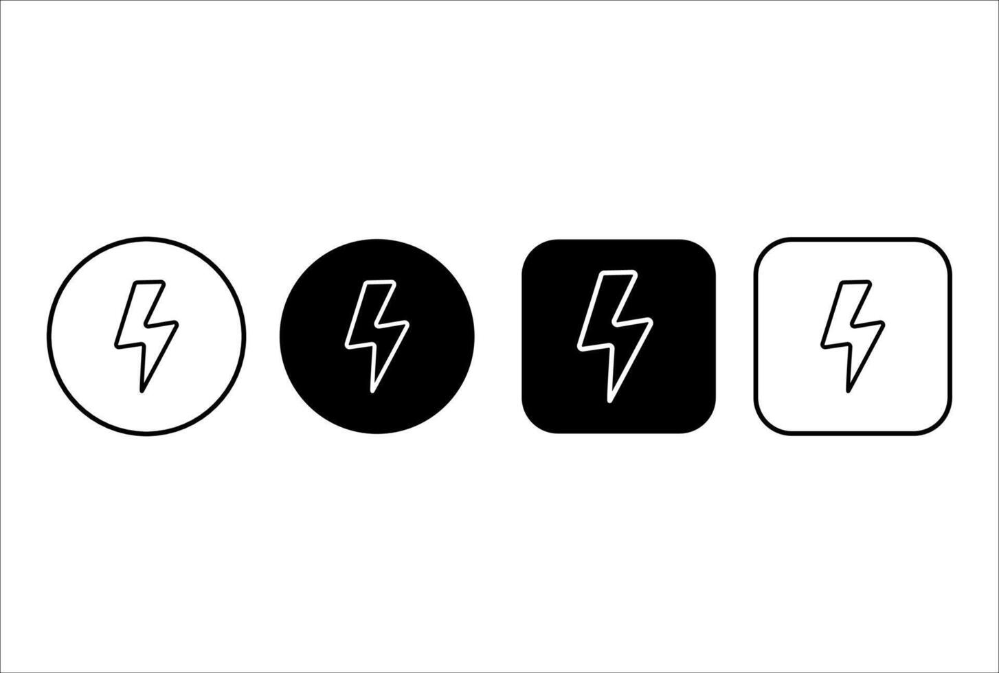 Flash lightning bolt icon buttons set. Flash icon. Editable stroke vector