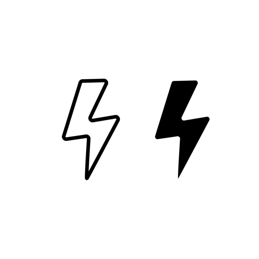 Electric power symbol. Flash icon. Black and linear power symbol vector