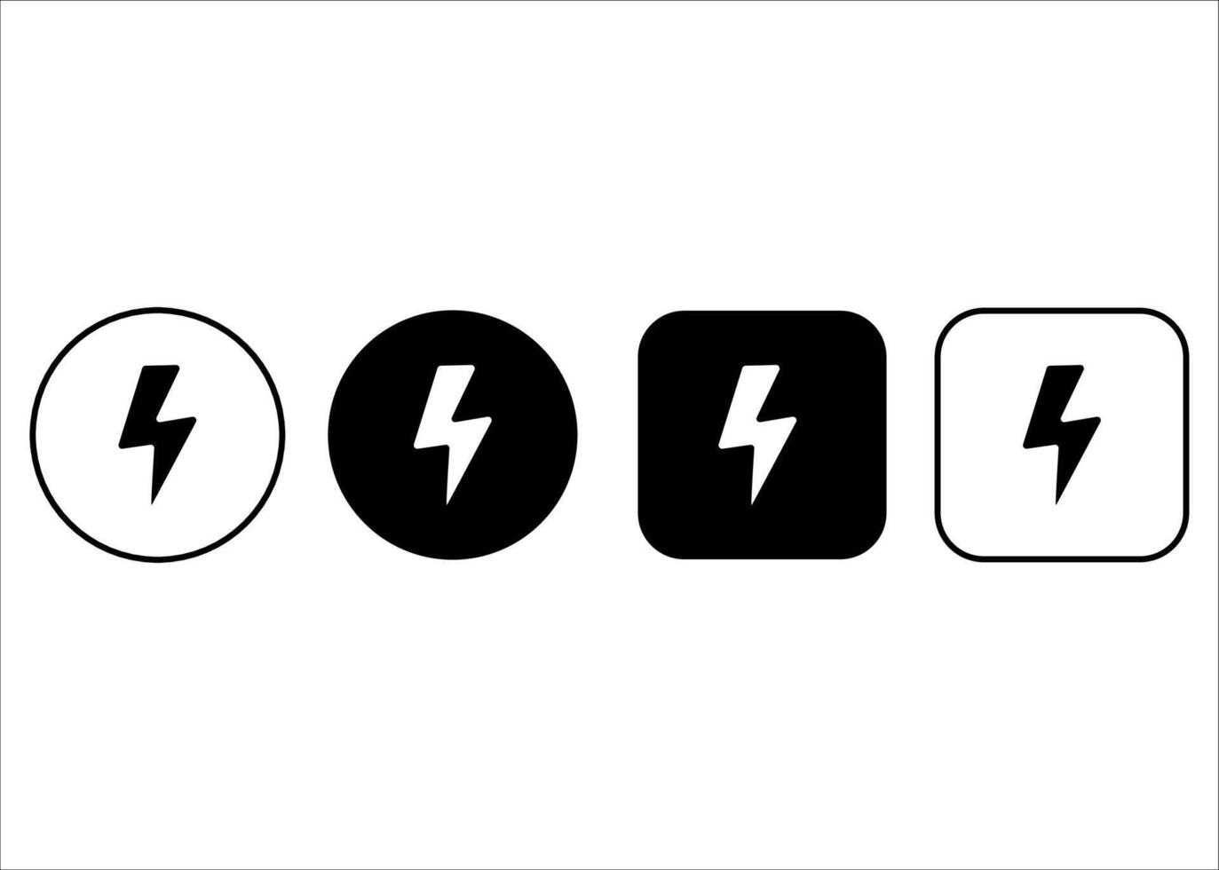 Flash lightning bolt icon set. Flash icon. Power symbol. Charge sign. vector