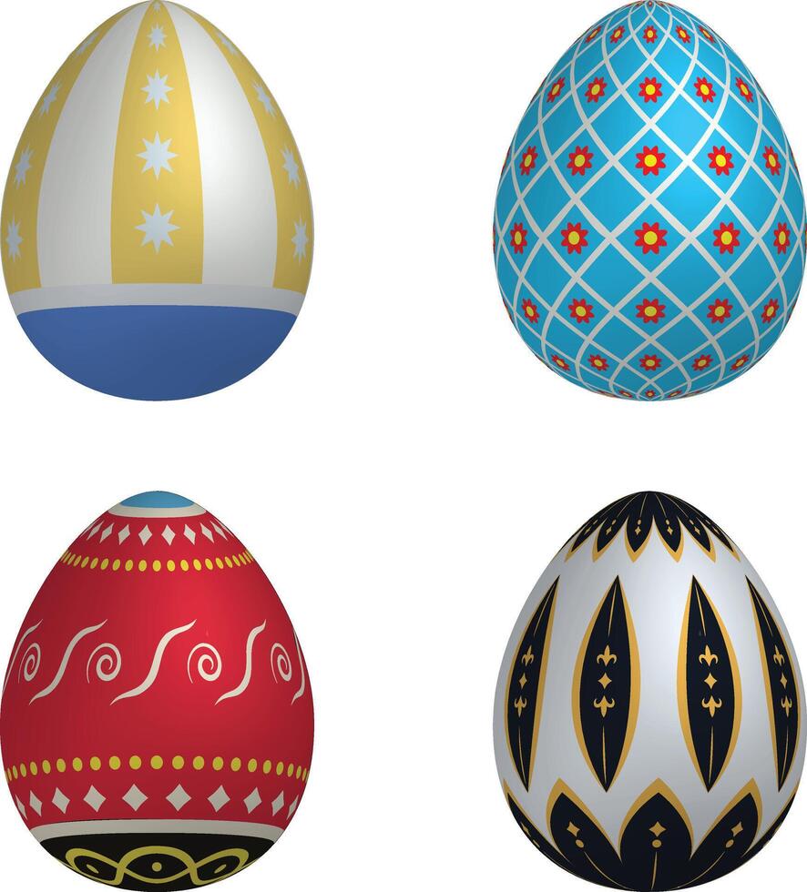 A set of colorful Easter eggs with festive design vector