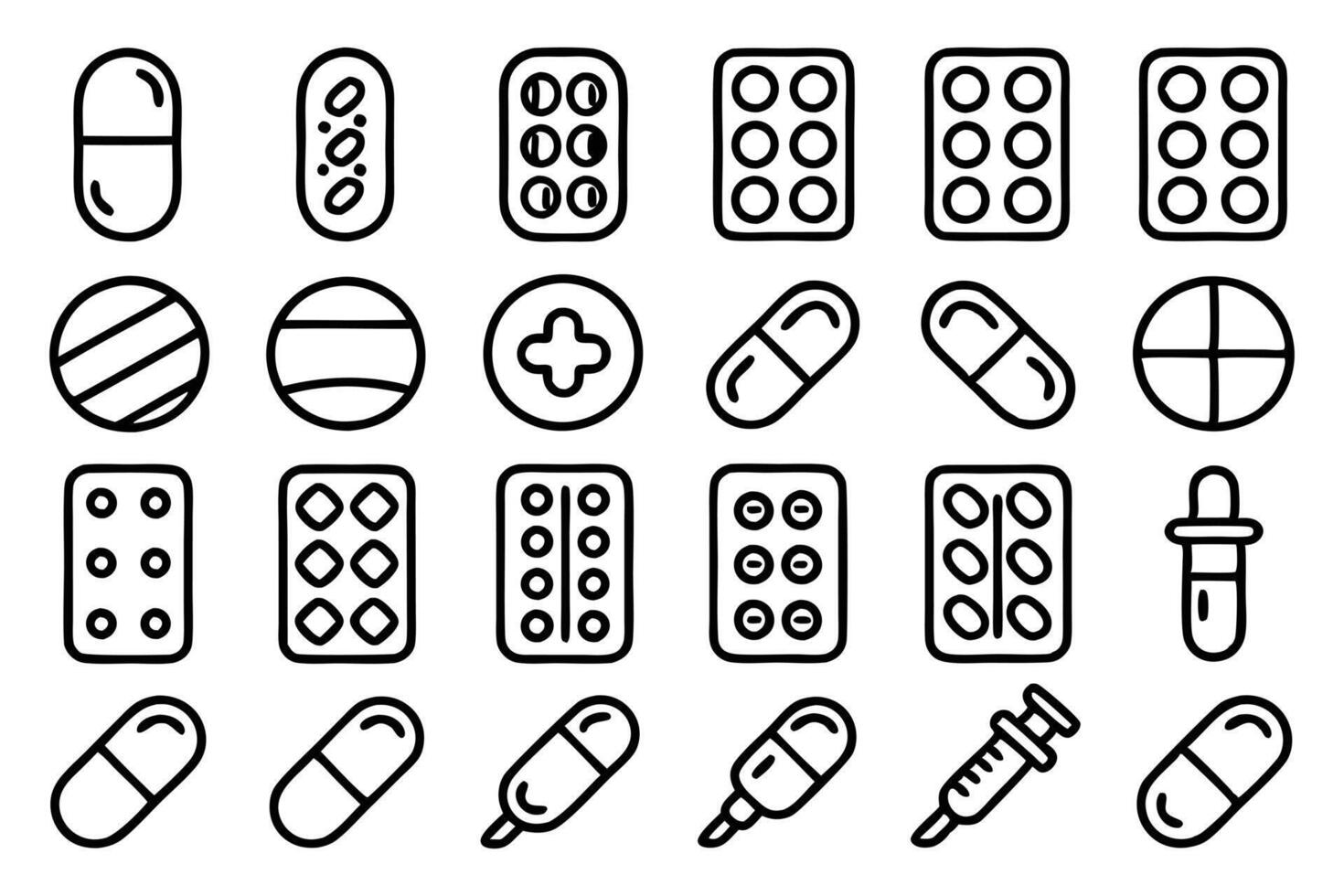 Pharmaceutical Forms Outline Set vector