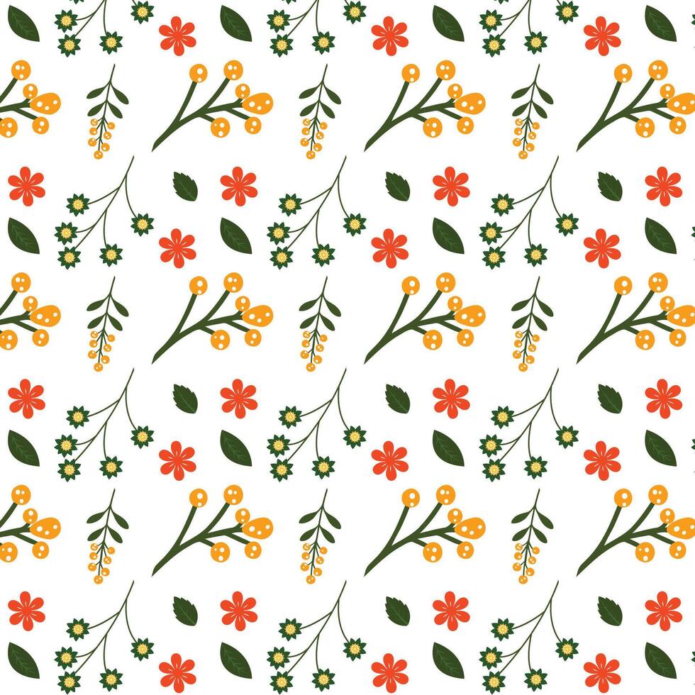 pattern with flowers and leaves vector