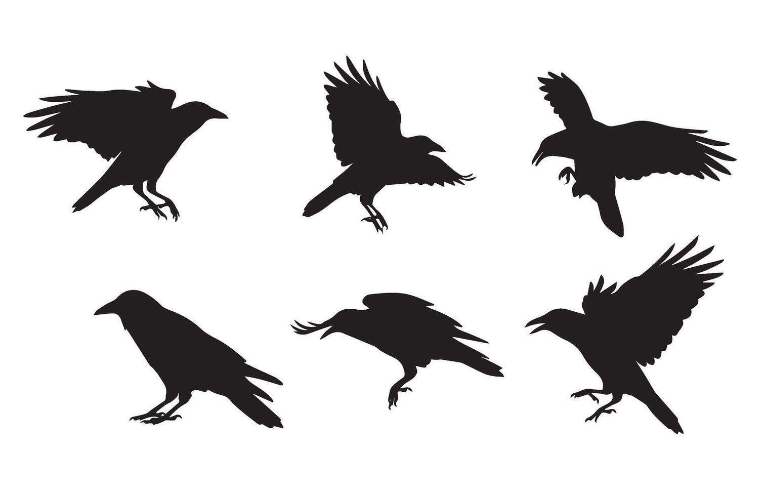 Simple Elegant Crow Silhouette Set for Designers vector