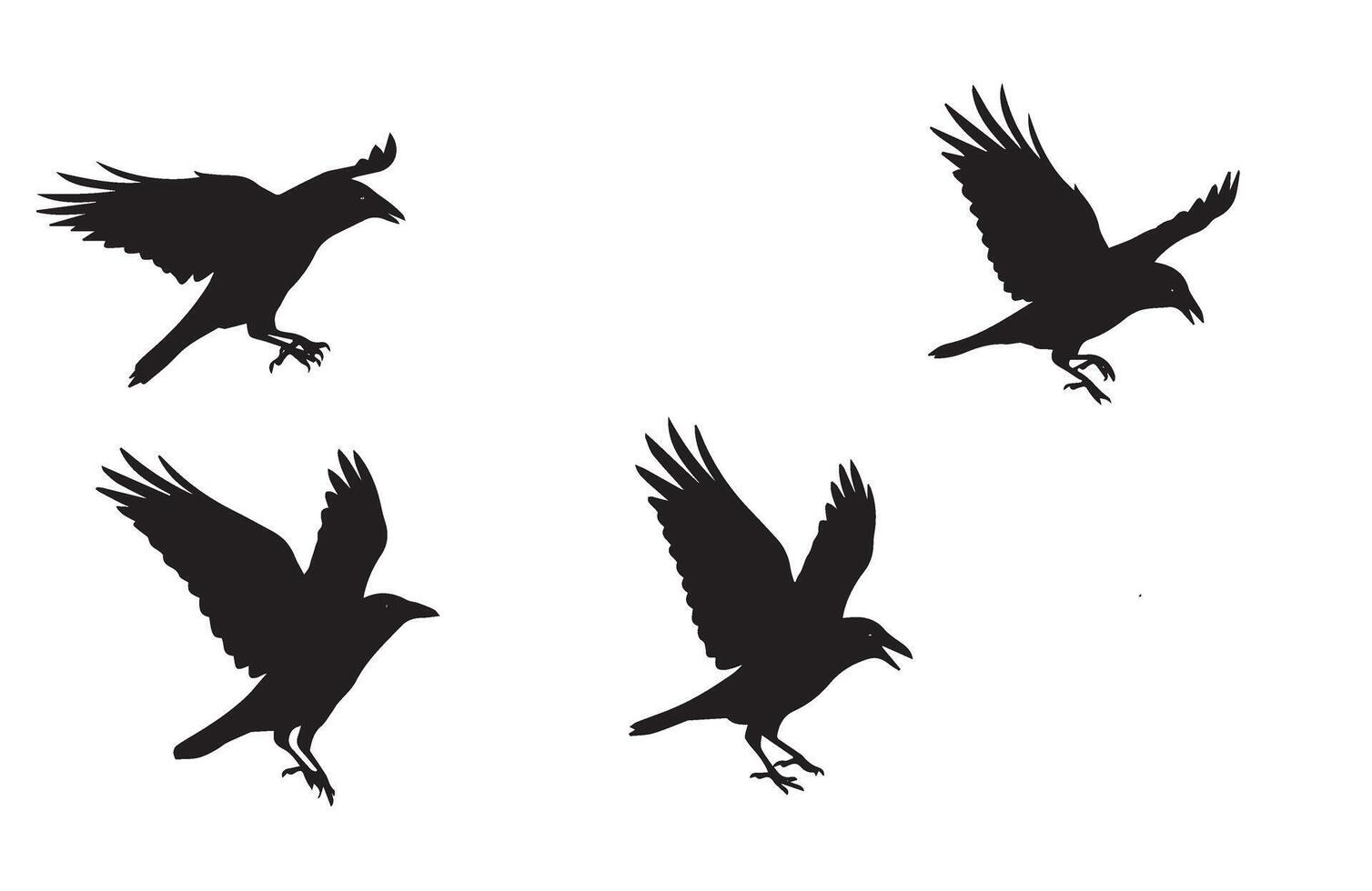 Crow Silhouette Set for Print Digital Projects vector