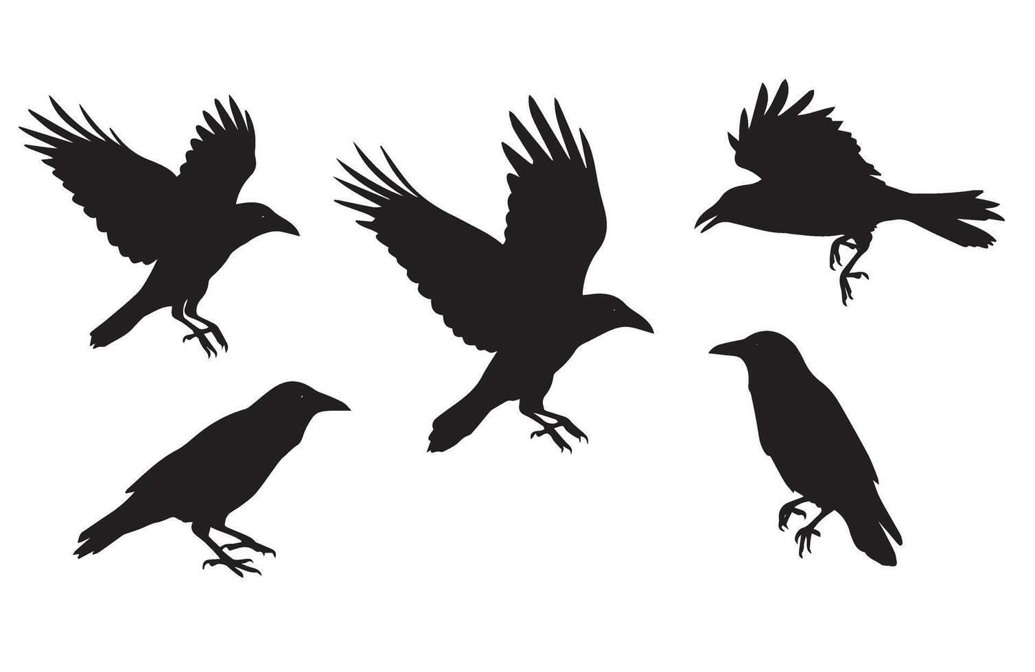 Bold Crow Silhouette Set for Impactful Designs vector