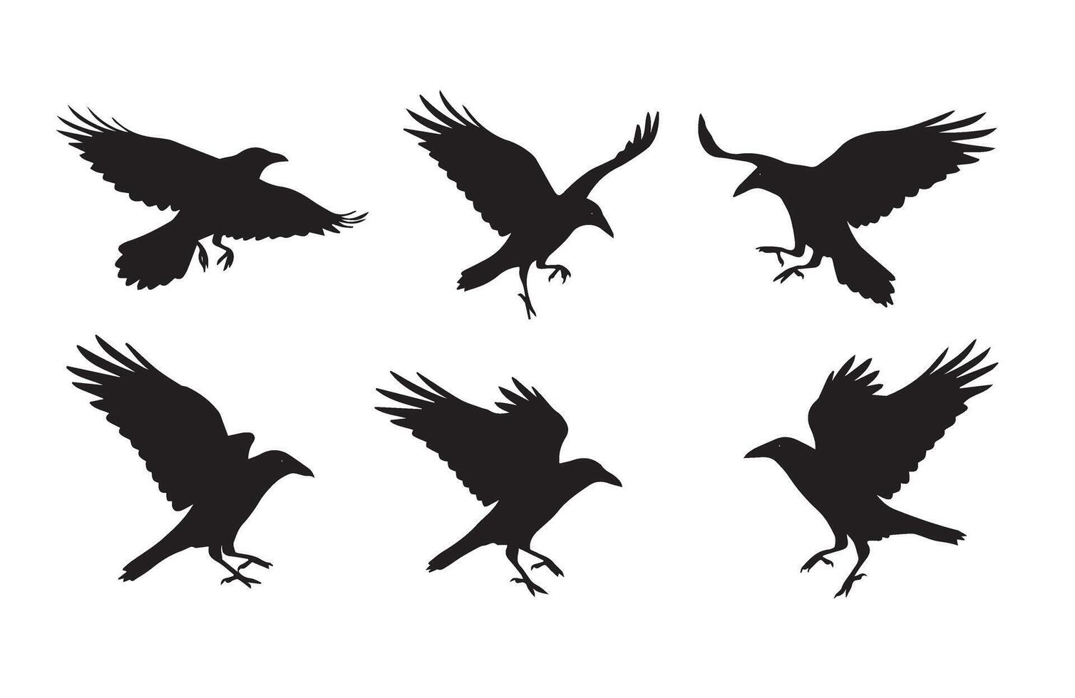 Black Crow Silhouette Set for Stunning Graphics vector