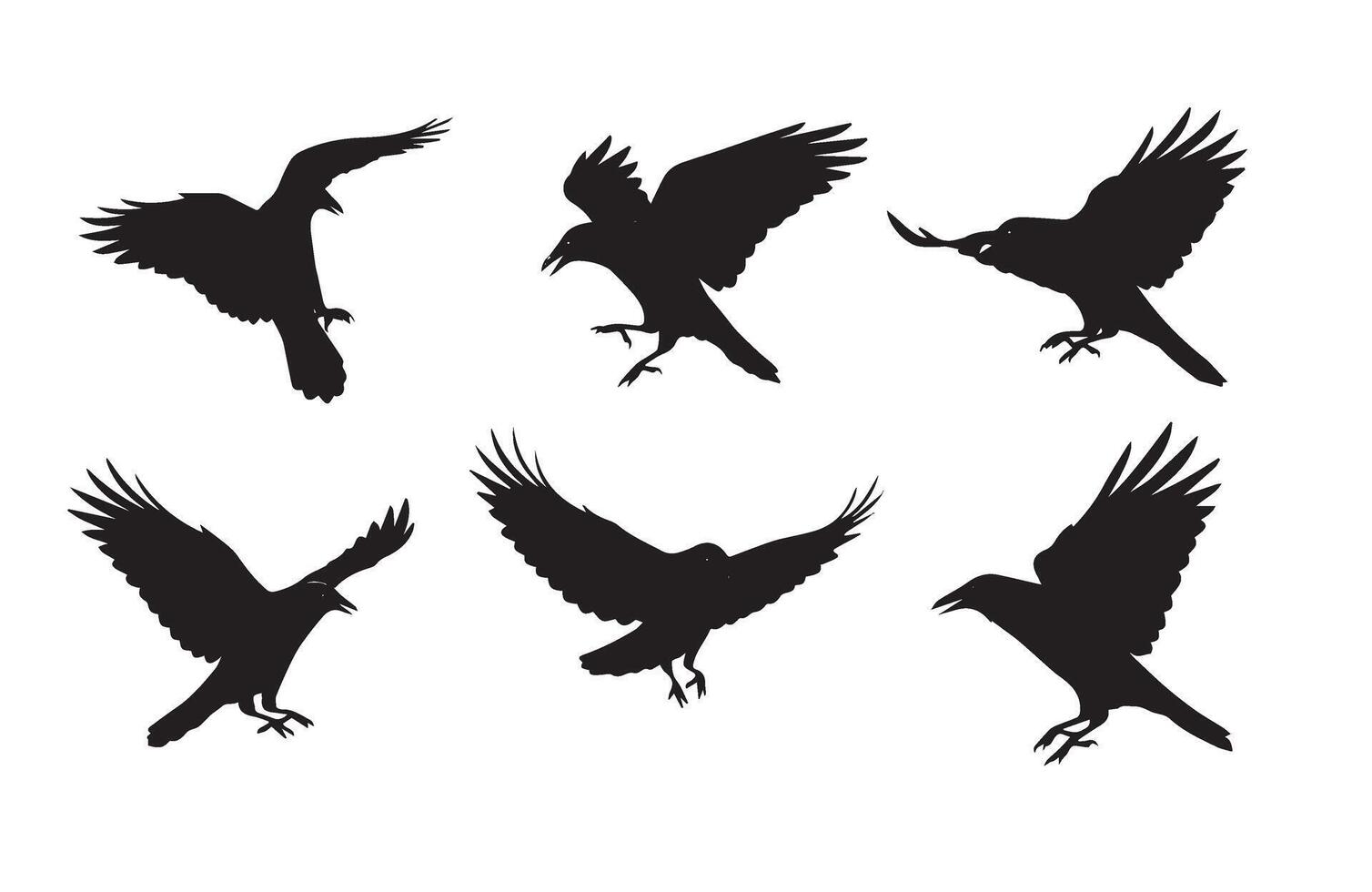 Minimalist Crow Silhouette Set for Designers vector