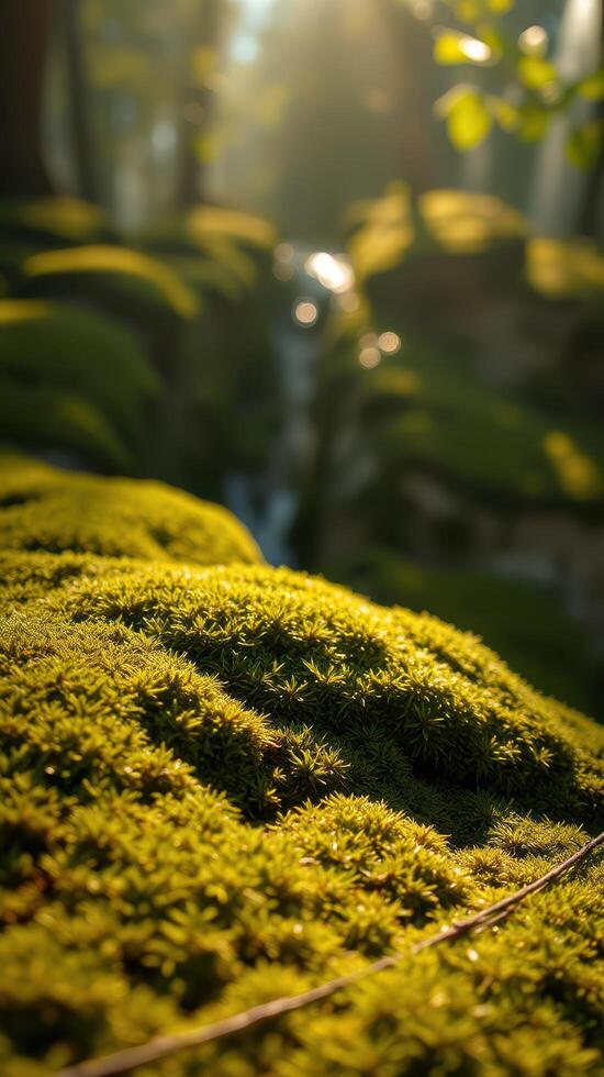 A close up of a moss covered rock photo