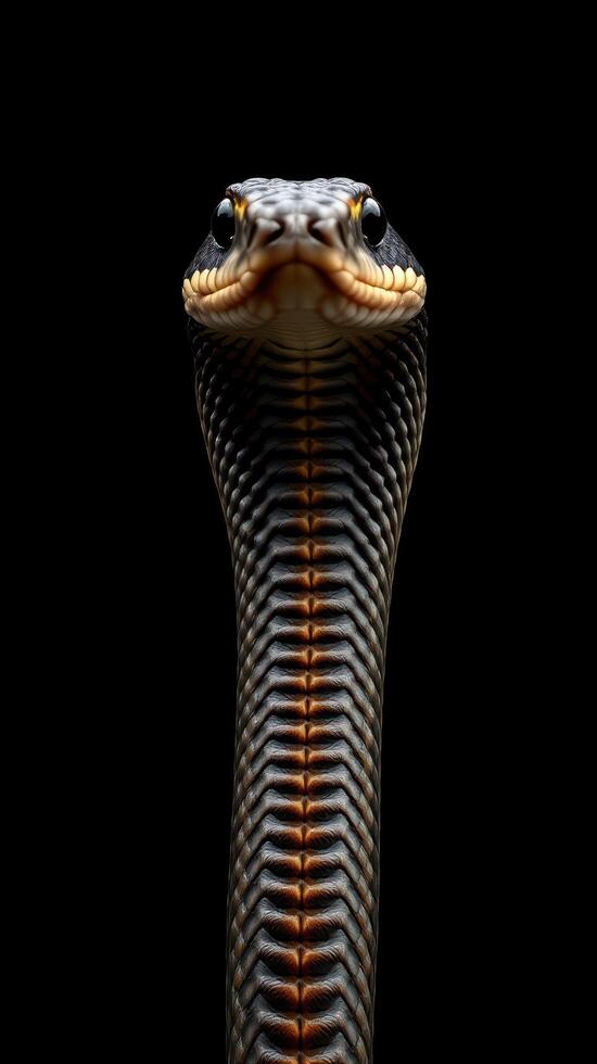 A cobra snake is shown on a black background photo