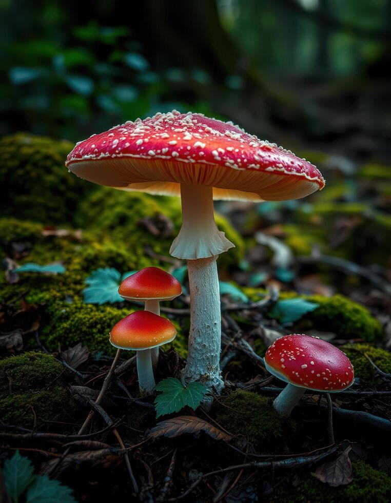 A red mushroom with white spots on it photo