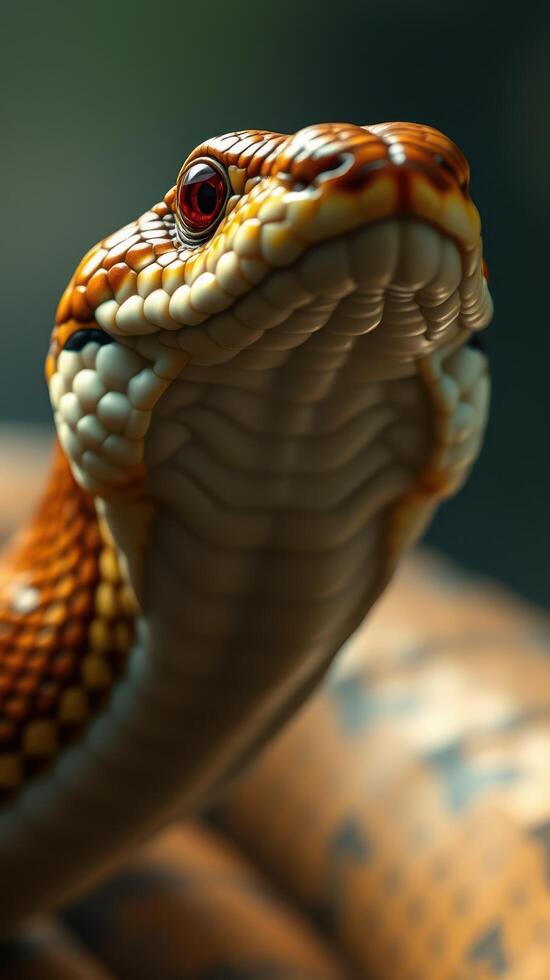 A close up of a snake with its head turned to the side photo