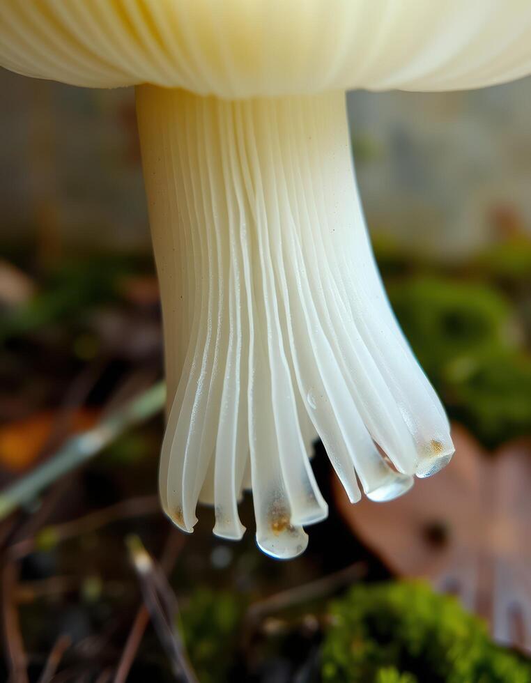 A close up of a mushroom with a white stem photo