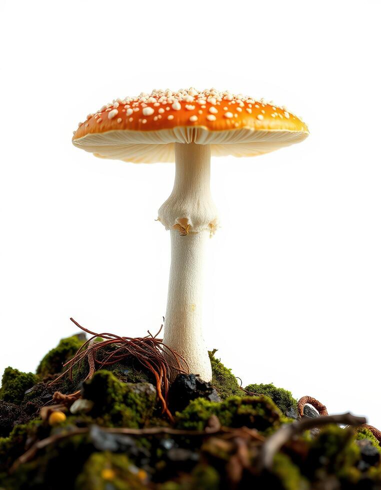 A mushroom on a rock photo