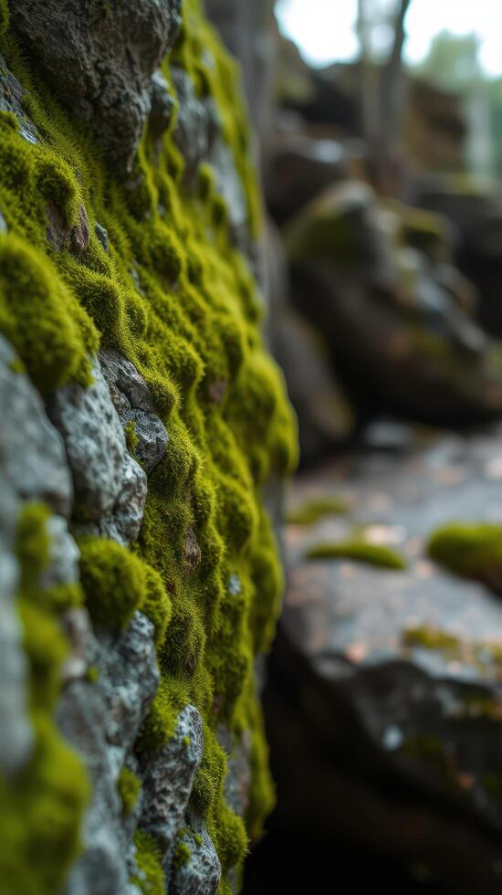 A rock with moss growing on it photo