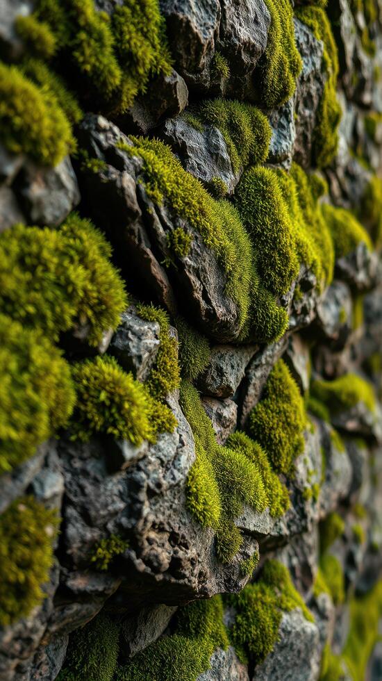 A wall covered in moss photo