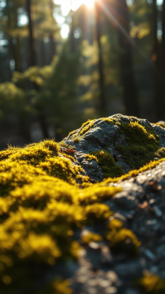 A rock with moss growing on it photo