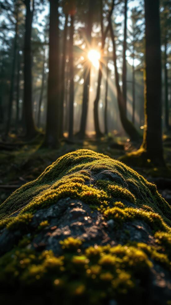 A tree with moss growing on it photo