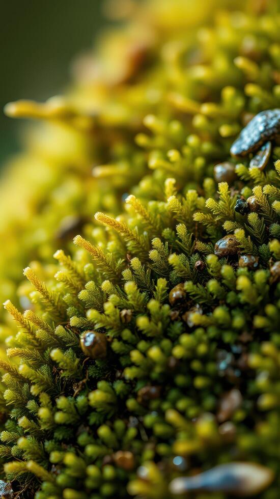 A close up of a green plant with small bugs photo