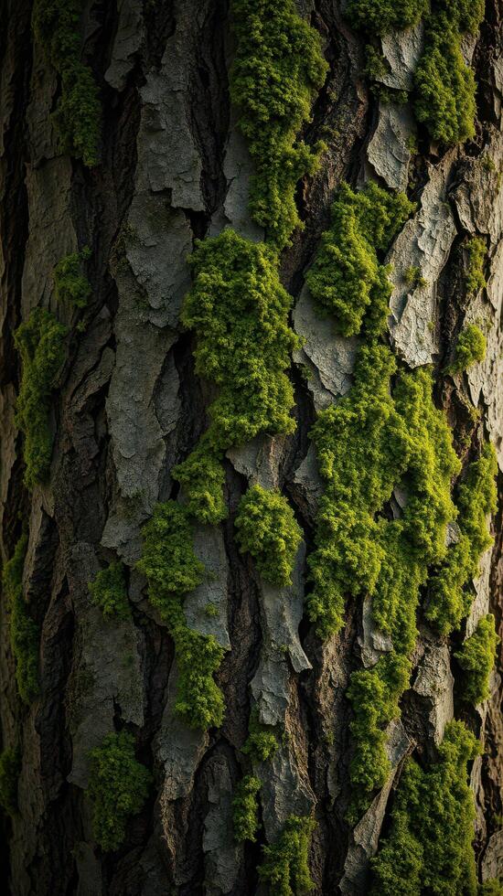 A close up of moss on a tree trunk photo