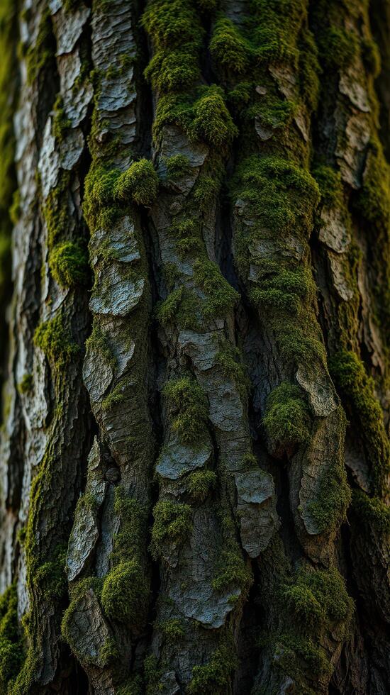 A close up of moss on a tree trunk photo