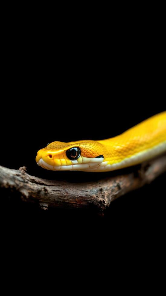 A yellow snake on a branch photo