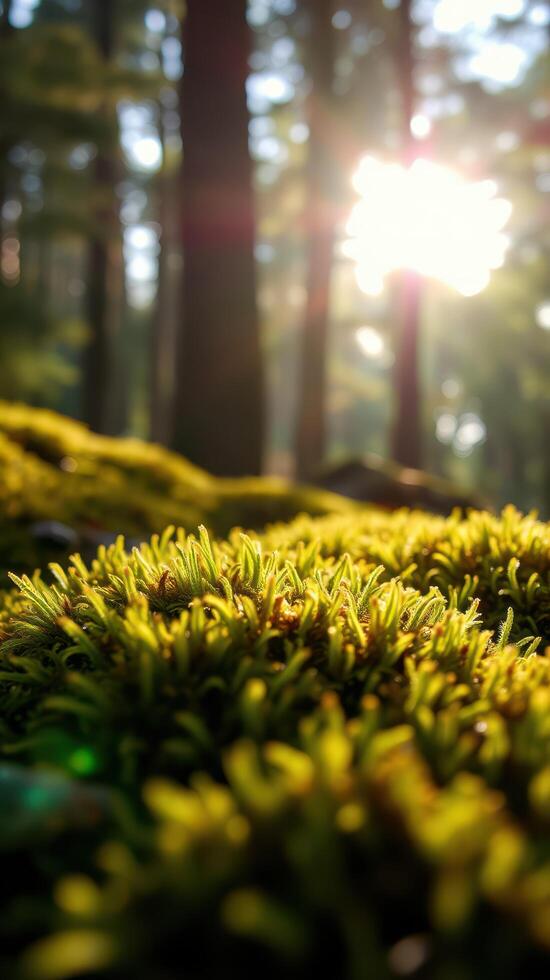 A close up of a moss covered forest photo