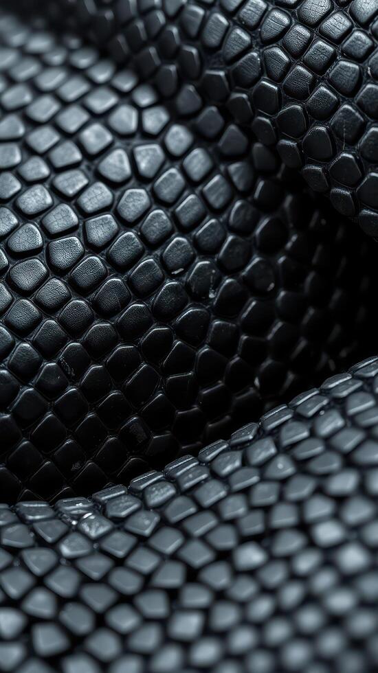 A close up of a black snake skin photo