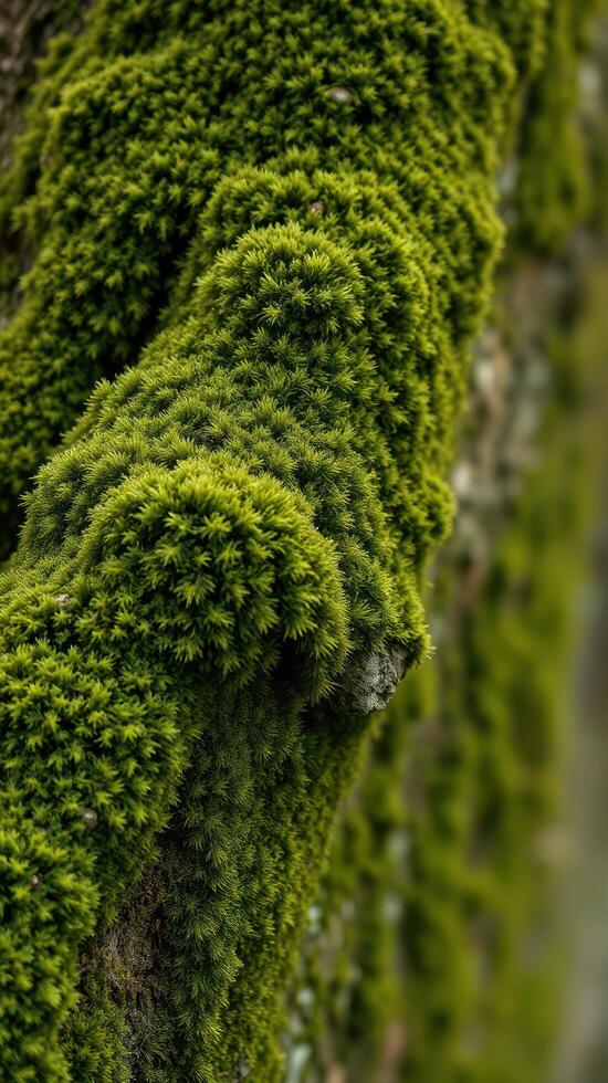 A close up of moss growing on a tree photo