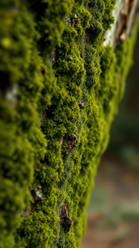 A close up of a moss covered tree photo