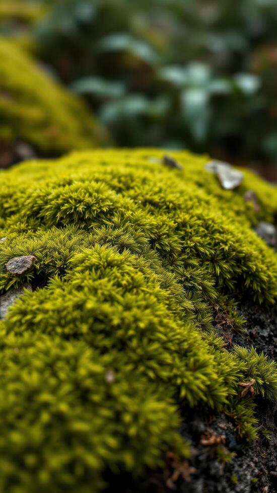 A close up of a moss covered rock photo