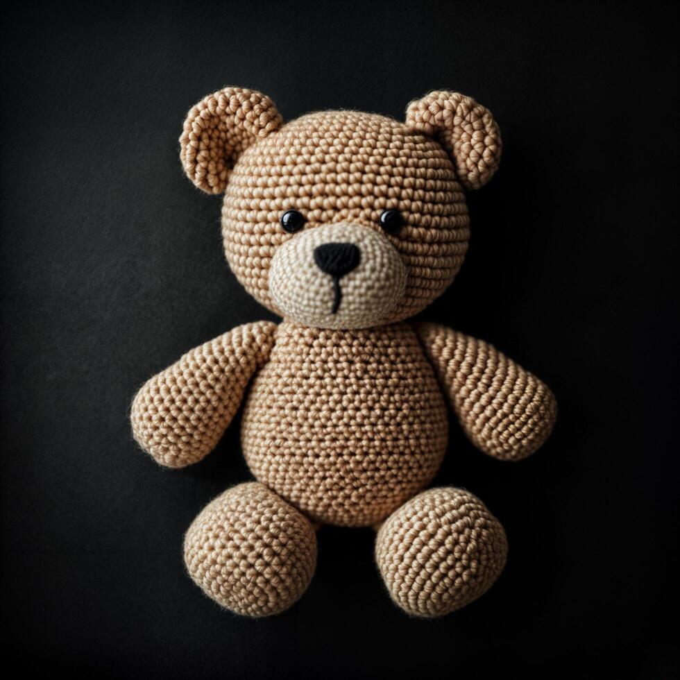 Handmade Beige Crochet Teddy Bear photo