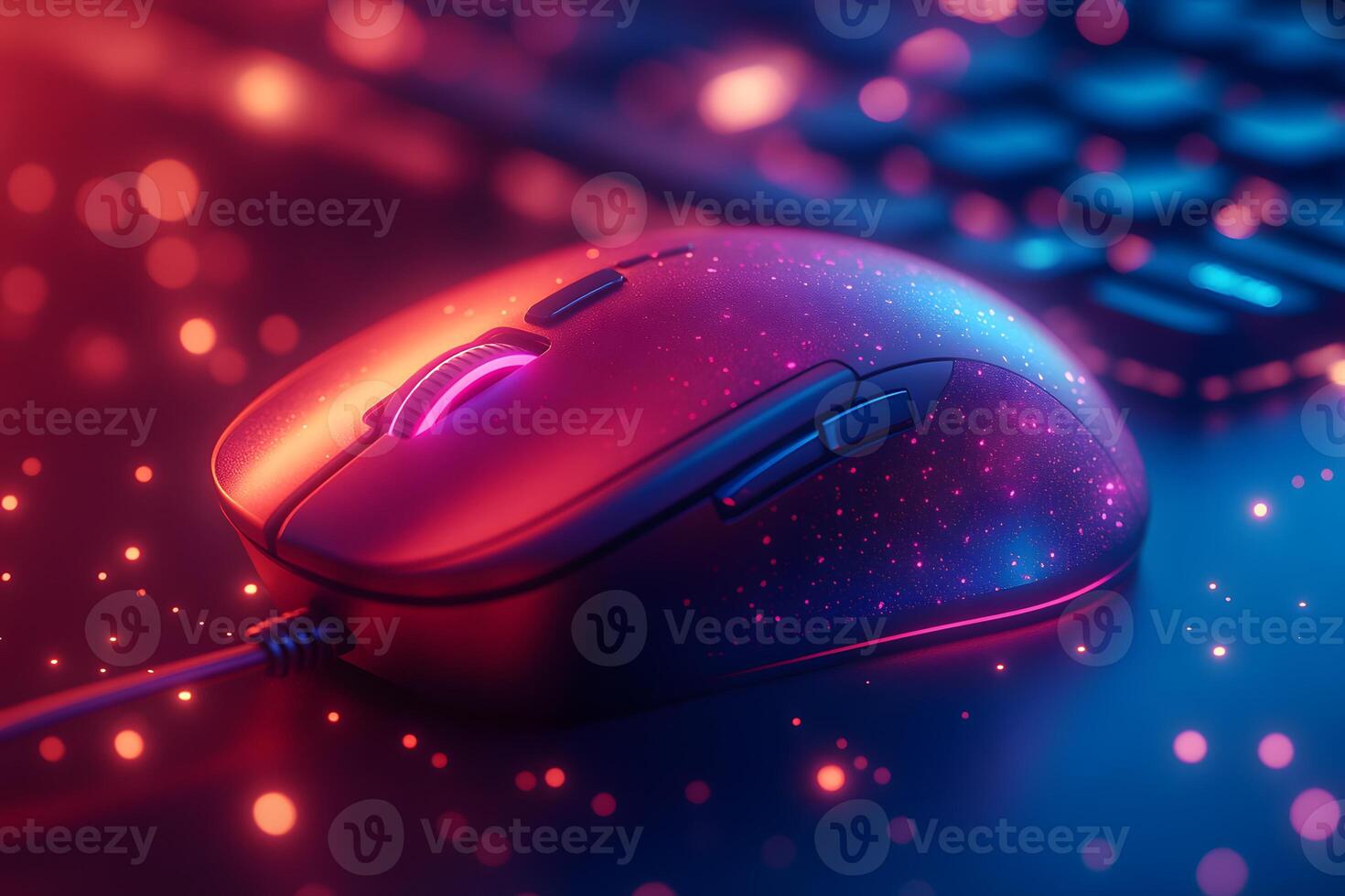 Futuristic Glowing Gaming Mouse with Neon Lighting for Tech and Gaming Design photo