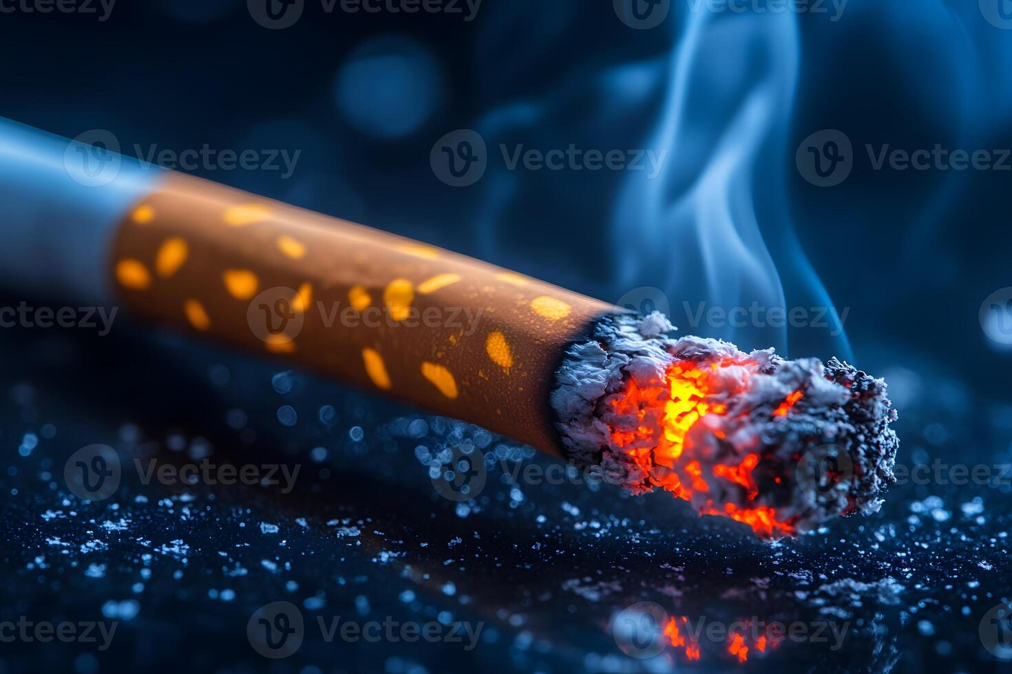 Macro Photography of a Burning Cigarette with Glowing Embers photo