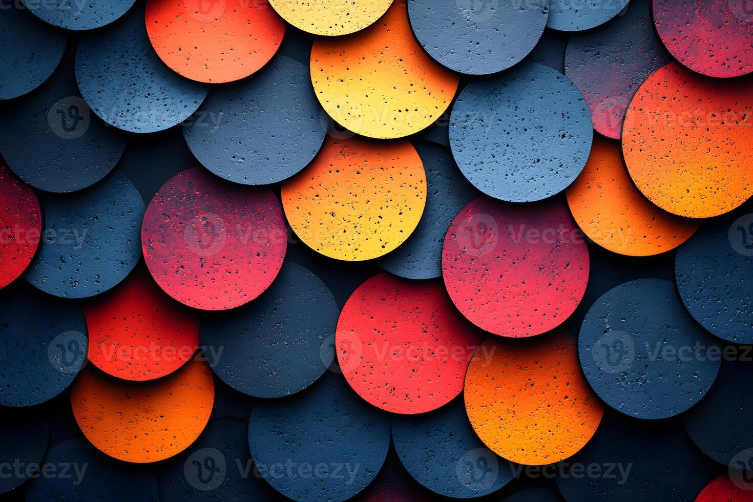 Vibrant Geometric Pattern of Overlapping Red, Yellow, and Blue Circles photo