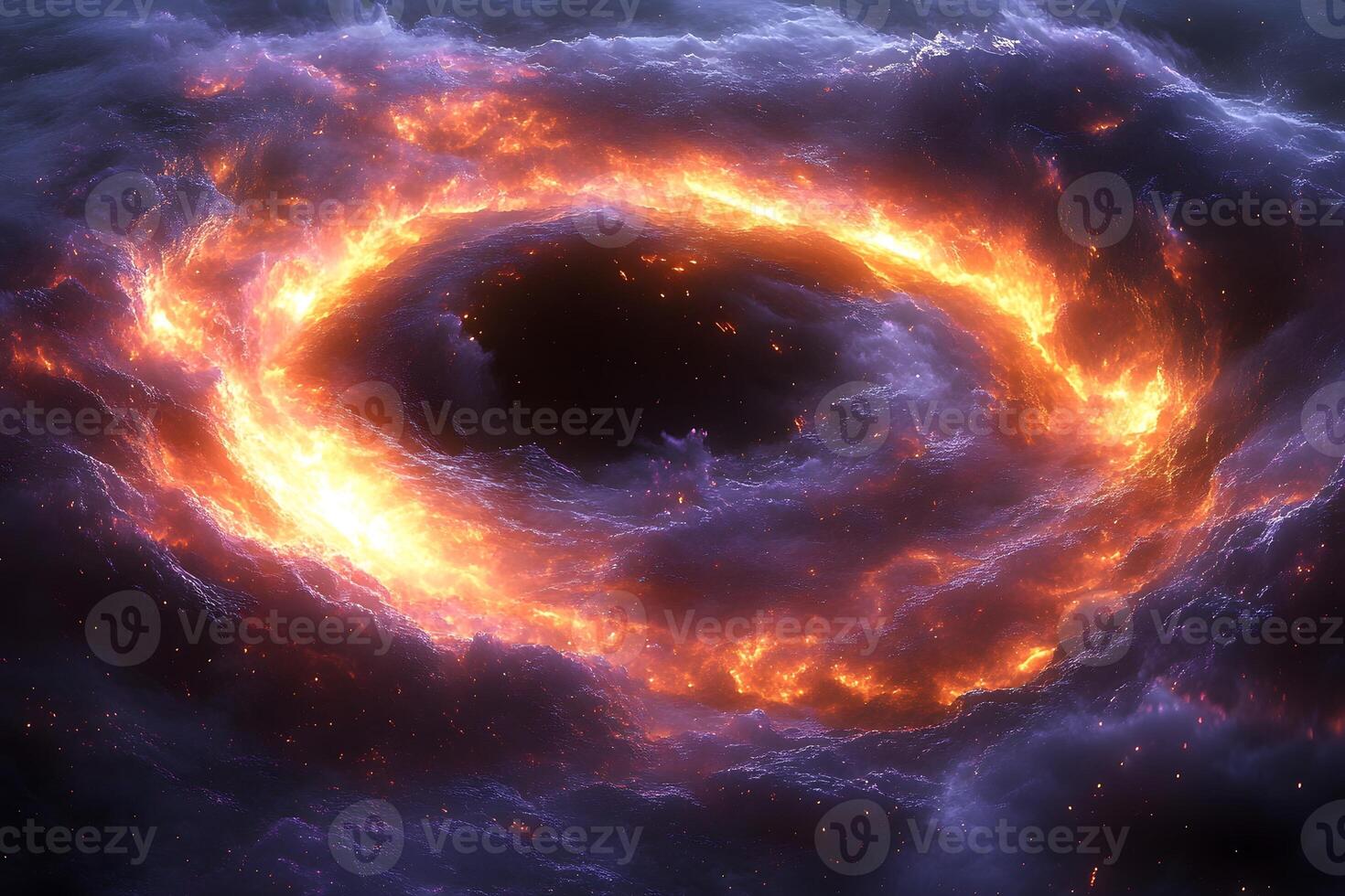Fiery Cosmic Vortex in Space - Conceptual Digital Art for Science Fiction Themes photo