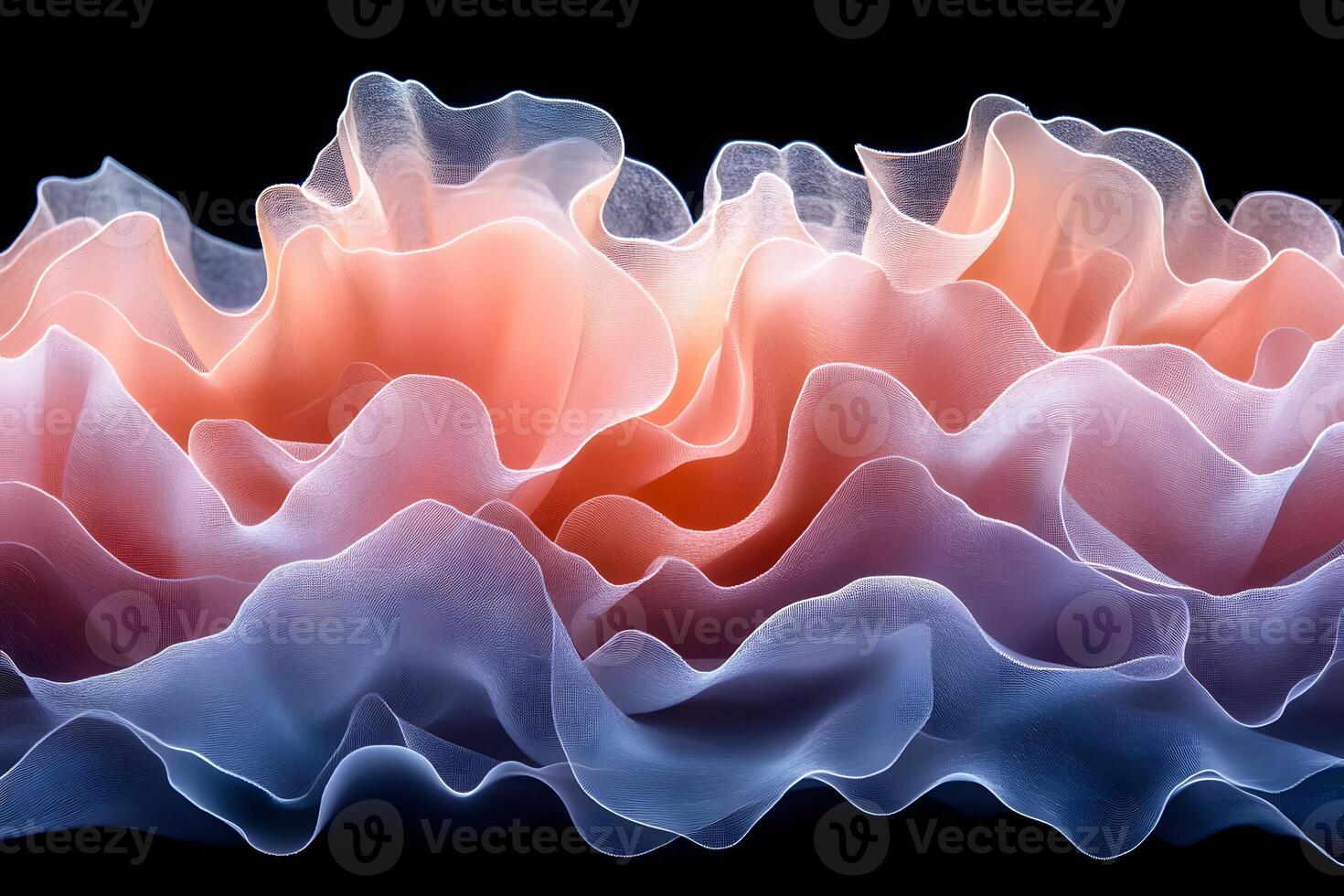 Abstract Waves of Colorful Fabric Against Black Background for Design photo