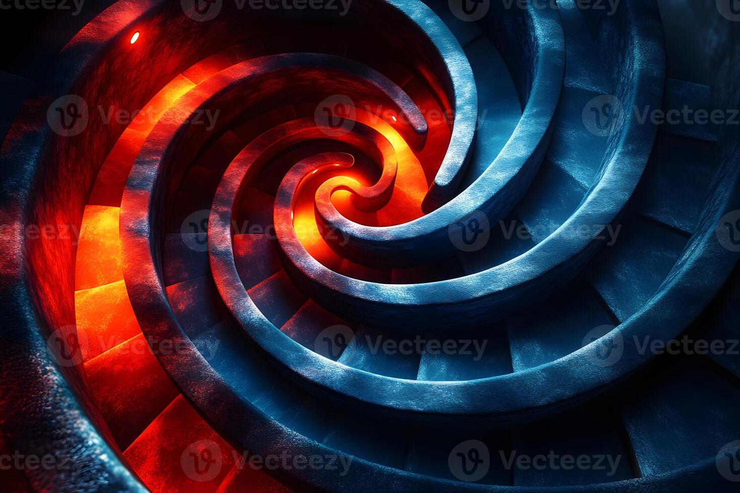 Abstract Fiery and Icy Spiral Staircase Design for Modern Art photo