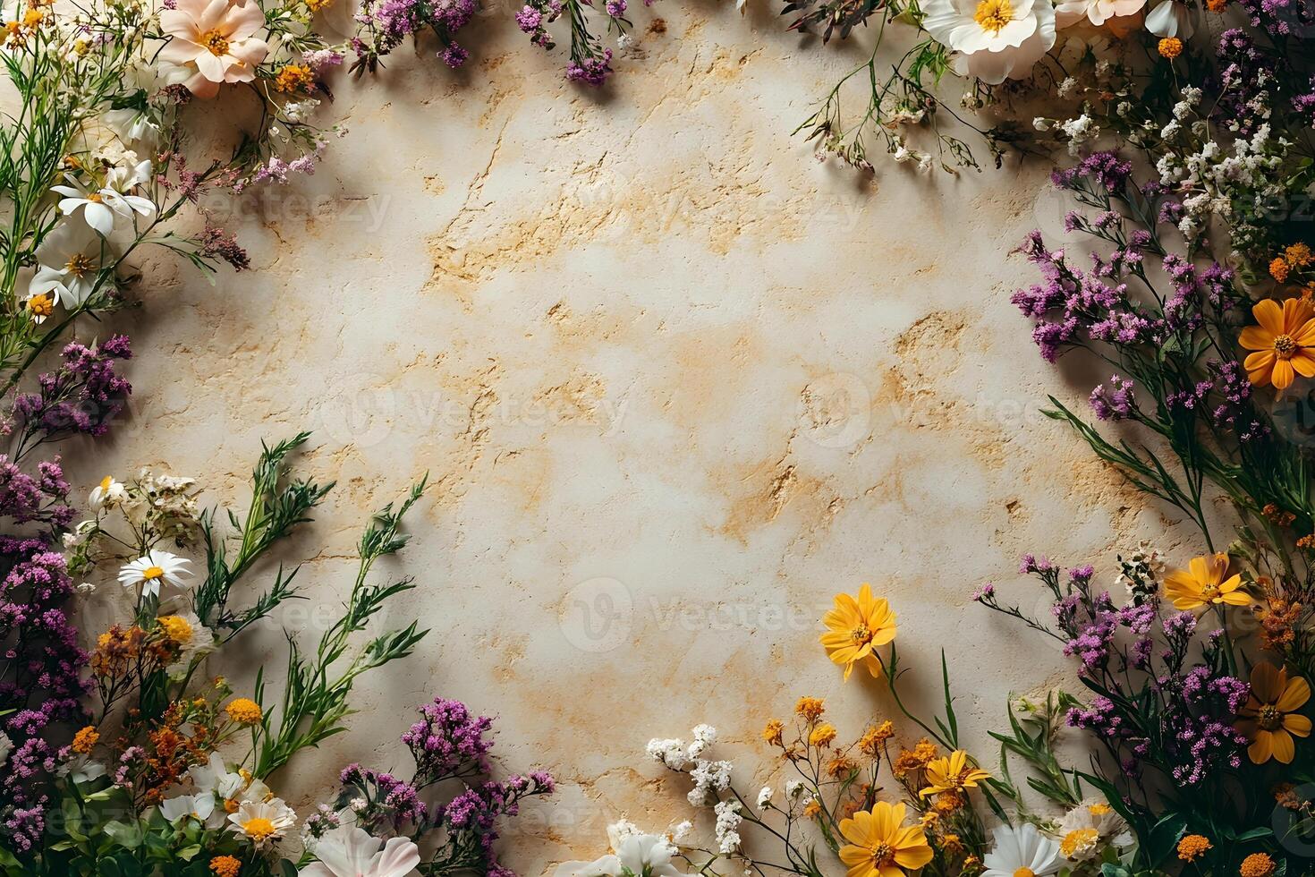 Floral Frame for Spring Design - Natural Border for Poster or Card photo