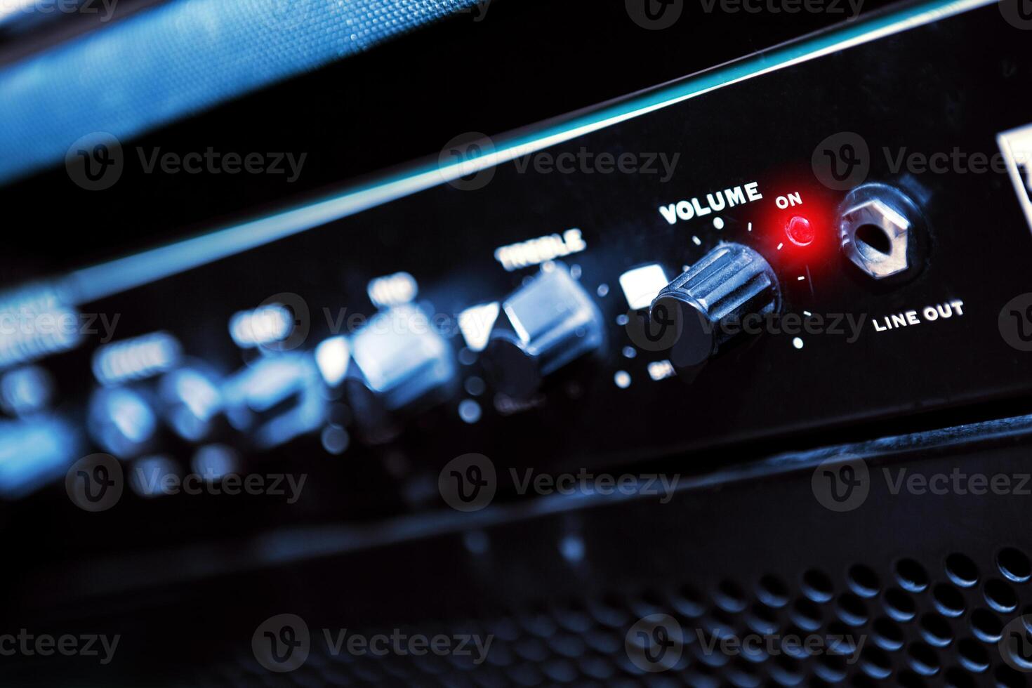 close-up image of control panel of a amplifier photo