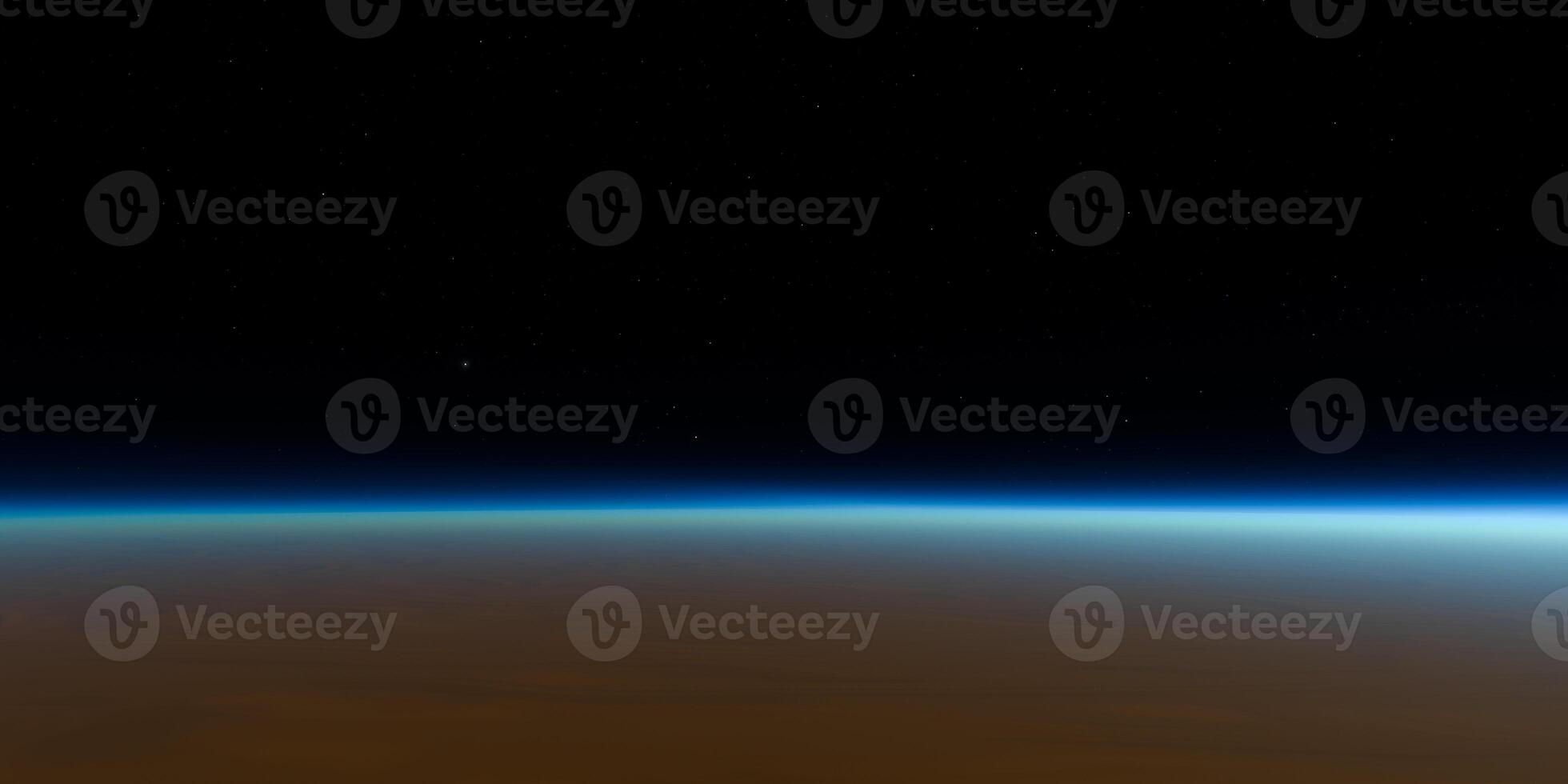 Breathtaking view of earth from space with stunning starry sky horizon photo