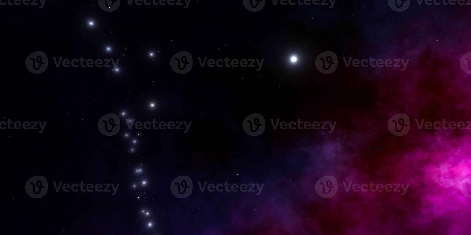 Starry night sky with nebula and constellation in deep space photo