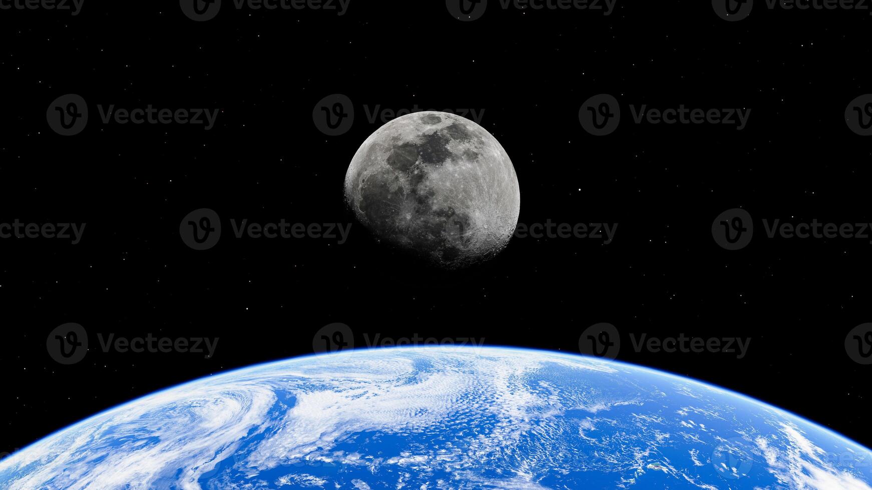 Stunning view of moon and earth from space cosmic harmony and celestial beauty photo