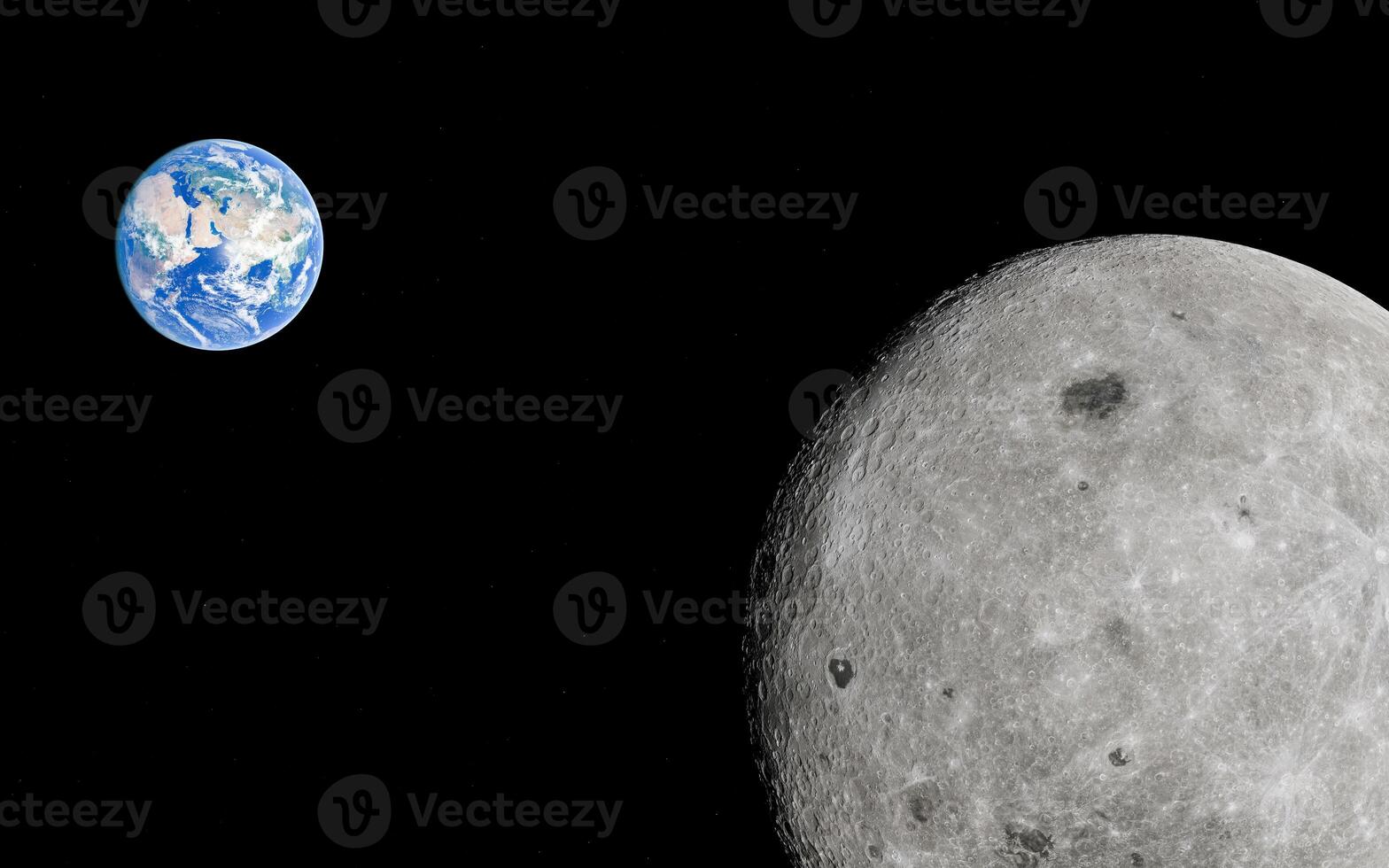 Earth and moon in space cosmic perspective on celestial bodies and astronomical beauty photo