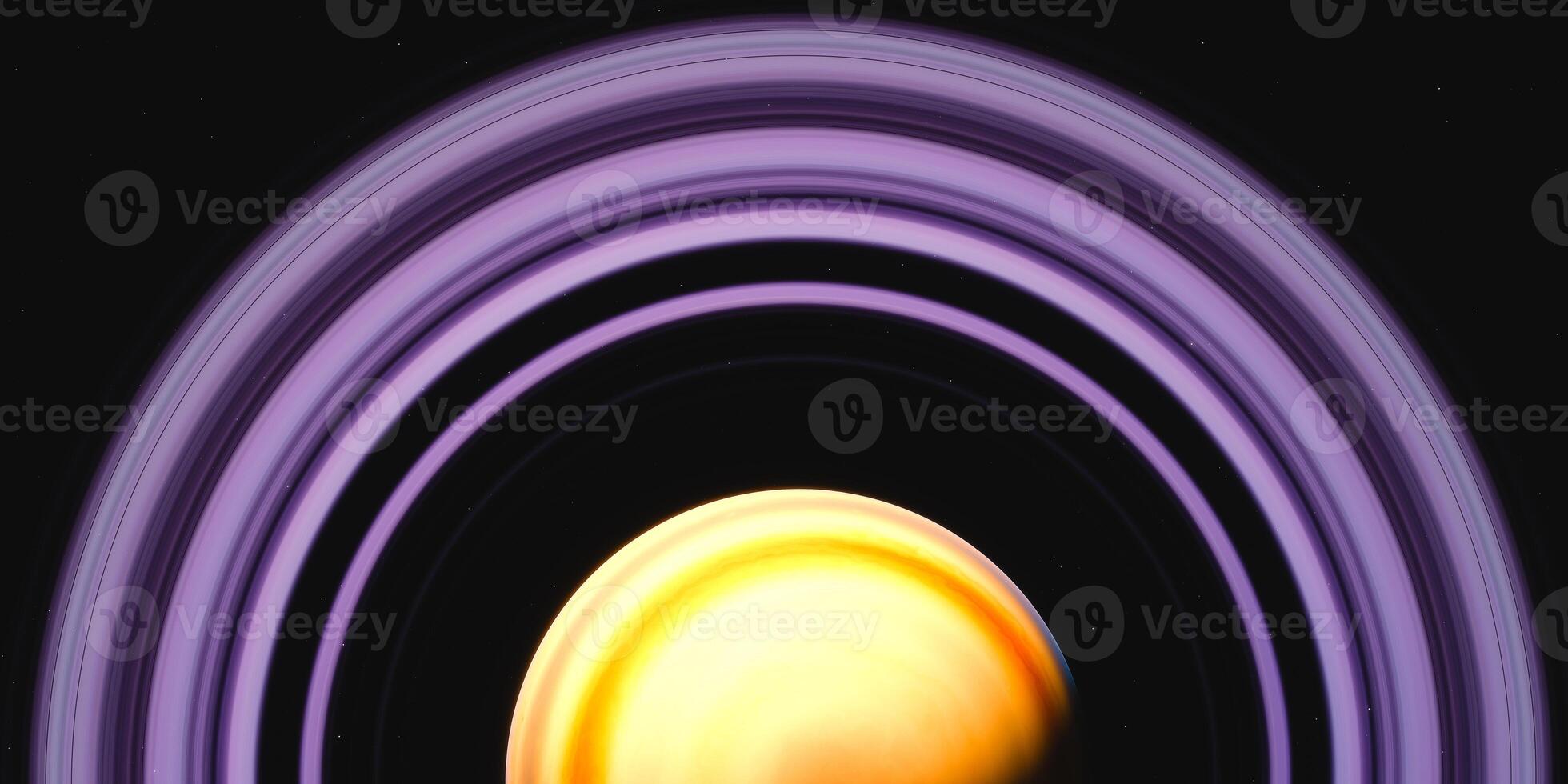 Stunning cosmic view of planet with vibrant rings in deep space photo