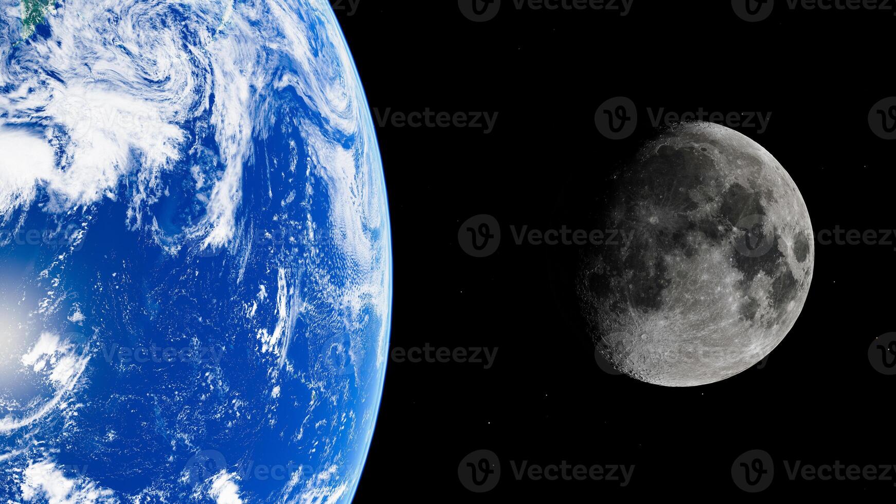 Stunning view of earth and moon in space captures celestial beauty photo
