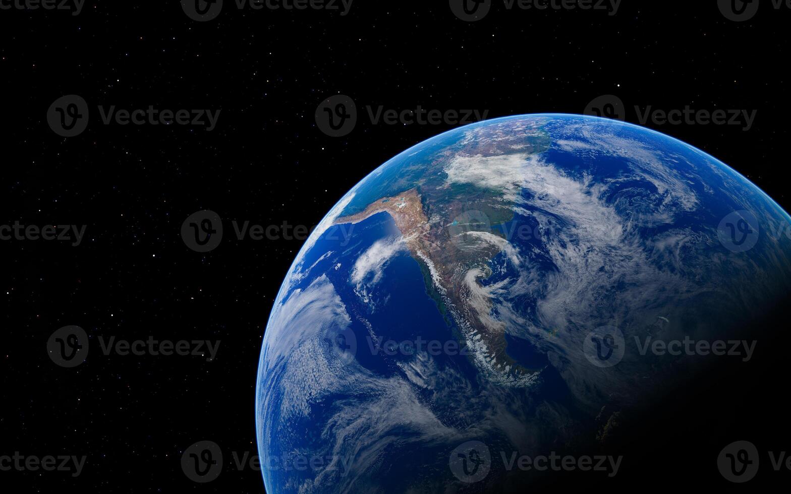 Breathtaking view of earth from space with vibrant blue oceans and cloud formations photo