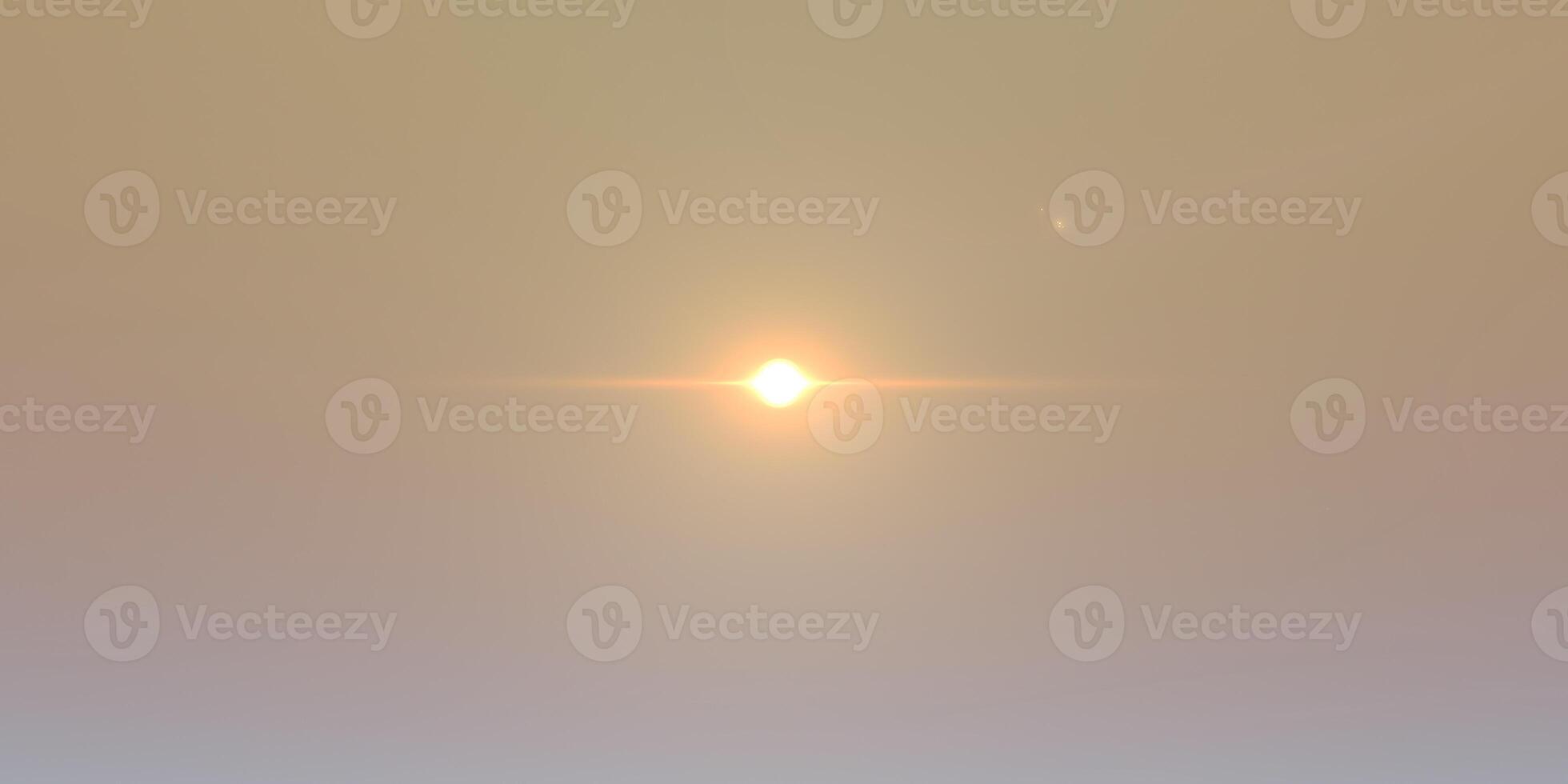 Ethereal sunrise over misty horizon with golden glow and gentle light photo
